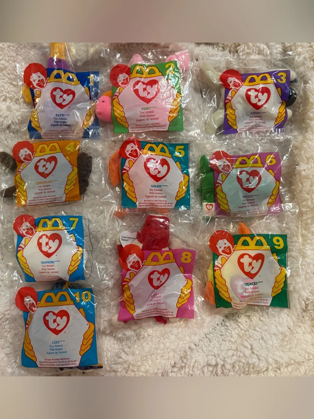 *NWT*  1996 McDonald’s Happy Meal Beanie Babies, complete set of 10.
